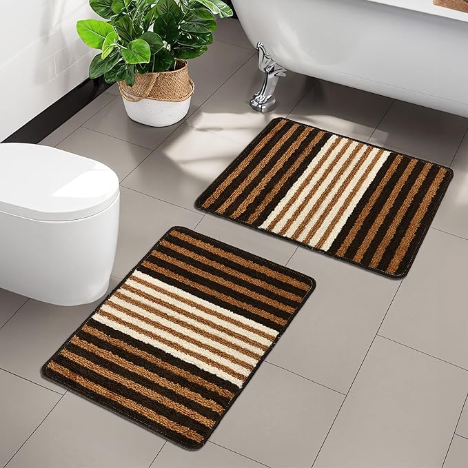 Kuber Industries Anti-Skid Water-Absorbent Door Mats for Home Micro Pearl Lining Brown